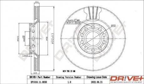 Гальмівний диск Drive+ DP1010110838