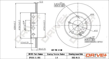 TARCZA HAM. PRZУD DB 202 284X12 Drive+ DP1010111051