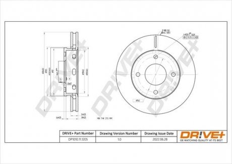 Диск гальмівний (передній) Mitsubishi Colt 04-12/Smart Forfour 04-06 (256x24) Drive+ DP1010111205