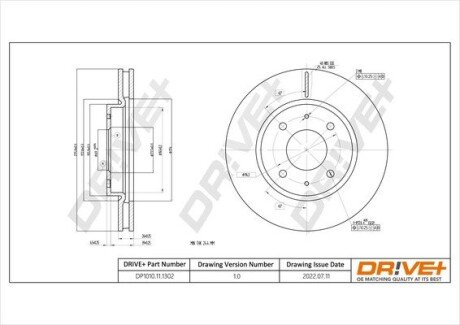 TARCZA HAM. PRZУD MITSUBISCHI LANCER 1.6 03- 276X26 /4 HOLES/ Drive+ DP1010111302