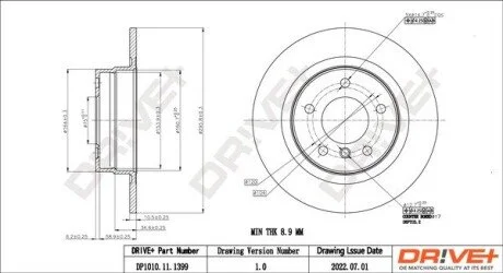 TARCZA HAM. TYЈ BMW 3 E90 05- 296X10 Drive+ DP1010111399