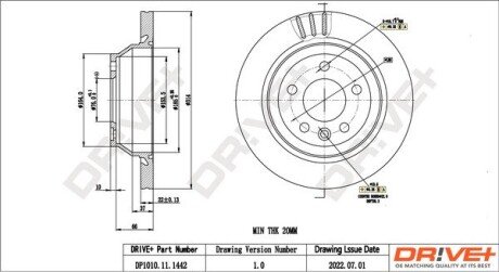 TARCZA HAM. TYЈ VW T5 03- 314X22 Drive+ DP1010111442