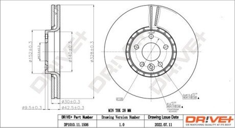 TARCZA HAM. PRZУD VOLVO XC60 08- 328X30 Drive+ DP1010111506