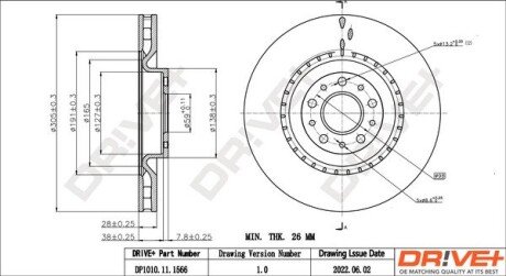 TARCZA HAM. PRZУD FIAT DOBLO 10-. 500L 13- 305X28 Drive+ DP1010111566