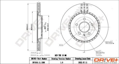 TARCZA HAM. TYЈ AUDI A4 07- 330X22 Drive+ DP1010111586