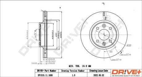 TARCZA HAM. PRZУD RENAULT CLIO IV 12- 258X22 Drive+ DP1010111606