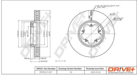 TARCZA HAM. PRZУD FORD TOURNEO CUSTOM 12- 288X33 Drive+ DP1010111617