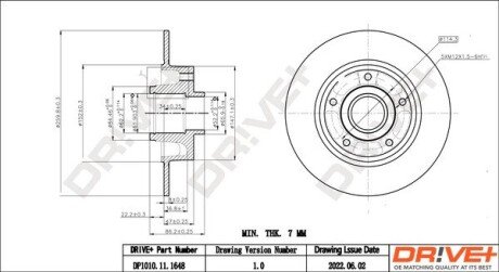 TARCZA HAM. TYЈ RENAULT MEGANE 1.5DCI 09- 260X8/52.5MM WITH BEARING Drive+ DP1010111648