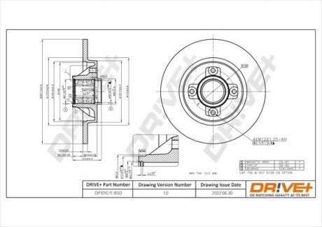 TARCZA HAM. CITROEN C4 PICASSO 07- 268X12 WITH BEARING Drive+ DP1010111650