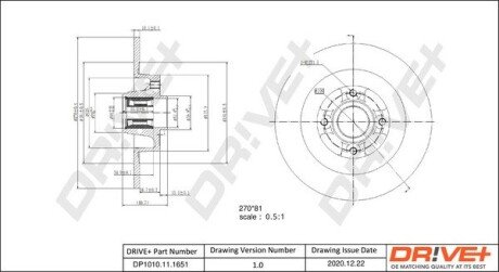 TARCZA HAM. TYЈ RENAULT SCENIC 03- 270X10 WITH BEARING Drive+ DP1010111651