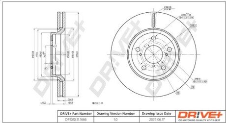 TARCZA HAM. PRZУD TOYOTA AURIS 2.0 D-4D 09- 295X26 Drive+ DP1010111666