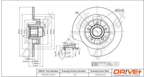 TARCZA HAM. RENAULT SAFRANE 02- 300X9.5 WITH BEARING Drive+ DP1010111675