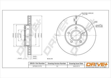 Диск гальмівний (передній) Ford C-Max 07-/Focus 04-/Volvo C30/S40/V50 04-12 (278x25) (з покр.) (вент) Drive+ DP1010111715