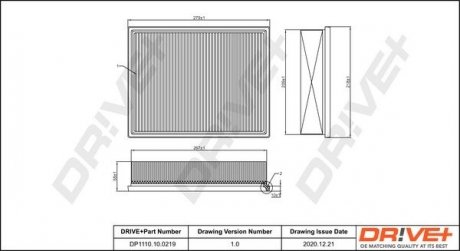 Фильтр воздушный VW T4 2.0-2.8 i/1.9-2.5 D 96-03 Drive+ DP1110100219