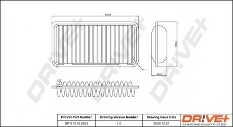 Фильтр воздушный (317x163x58) Toyota Avensis (T25) Corolla (E12) 1.4-2.0 D-4D Drive+ DP1110100223