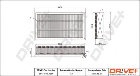 Фильтр воздушный Alfa Romeo 147/156/GT 1.9 JTDM 01-10 Drive+ DP1110100327