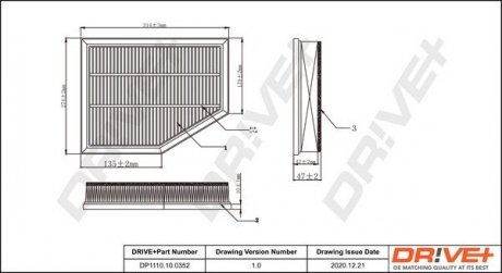 Фильтр воздушный BMW 5 (E60/E61) BMW 6 (E63/E64) 2.0d/3.5d 04-10 Drive+ DP1110100352