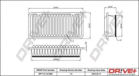 Фильтр воздушный Toyota Yaris 1.4 D-4D 05-12 Drive+ DP1110100564