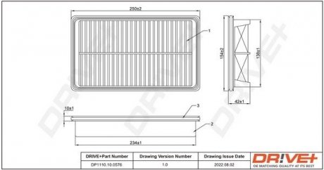 Фильтр воздушный Toyota Corolla/Carina 1.3i/1.6i/1.816V 87-07 Drive+ DP1110100576