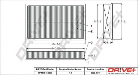 Фильтр воздушный Volvo S60/S80/V70/XC70 98-08 Drive+ DP1110100607