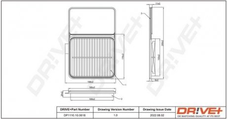 Фильтр воздушный Toyota Prius 1.5 16V 03-09 Drive+ DP1110100618