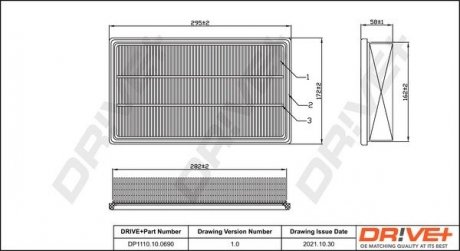 Фильтр воздушный Jaguar S-Type/XF/XJ 2.0-5.0 99- Drive+ DP1110100690