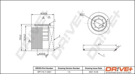 Фільтр масляний Citroen Berlingo/Jumpy/Peugeot Expert/Partner 1.5 BlueHDi 15- Drive+ DP1110110341 (фото 1)