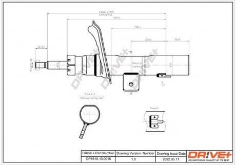 Амортизатор (передній) Peugeot 206 00- (R) Drive+ DP1610100016