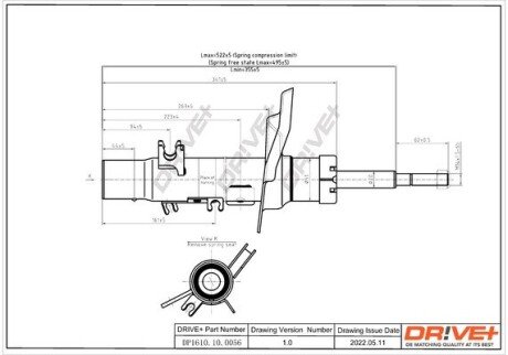 Амортизатор (передній) Peugeot 208 12- (L) Drive+ DP1610100056