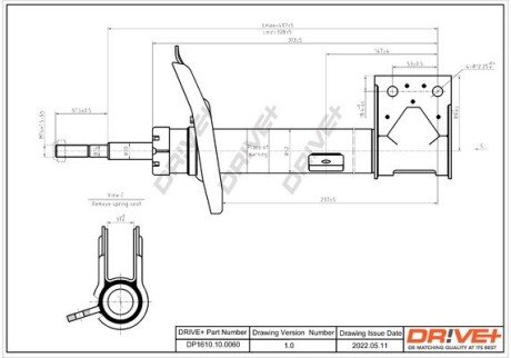 Амортизатор (передній) Citroen C4 II 09- (R) Drive+ DP1610100060