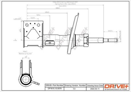 Амортизатор (передній) Citroen C4 II/DS4 09-/Peugeot 3008 I 09-17 (L) Drive+ DP1610100078