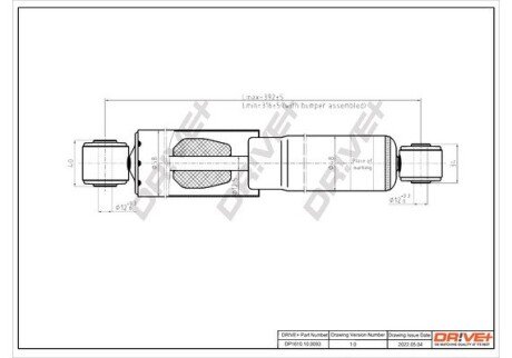 Сайлентблок амортизатора (заднього/верхній) Renault Kangoo 97- (12/32 × 40/40) Drive+ DP1610100093