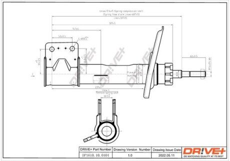 Амортизатор (передній) Peugeot 308 07-14 (R) Drive+ DP1610100104