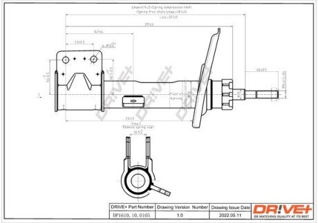 Амортизатор (передній) Peugeot 308 07-14 (L) Drive+ DP1610100105