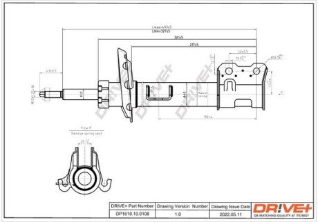 Амортизатор (передній) Opel Combo 01- (R) Drive+ DP1610100108