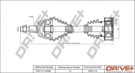 Піввісь (передня) Audi A3/Seat Leon/Skoda Octavia/VW Bora/Golf IV 1.9D 96-10 (L) (557mm) Drive+ DP2110100088