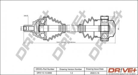 Піввісь (передня) VW 1.9/2.0 TDI 4motion 03-10 (L) (36х491) Drive+ DP2110100093
