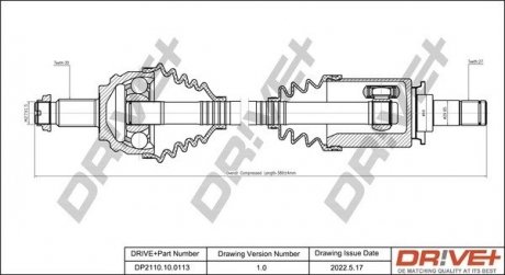 Піввісь (передня) BMW X5 (E53) 00- (L) (586mm) M57/M62/N62 Drive+ DP2110100113