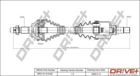 Піввісь Citroen Berlingo 1.1i 96- (L) (22x25x590.5x29T) (+ABS) Drive+ DP2110100162