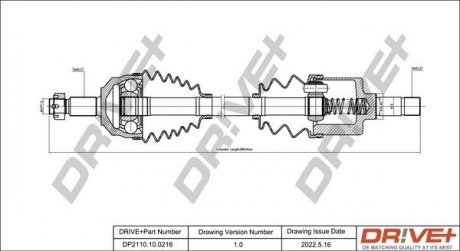 Піввісь Fiat Scudo 2.0HDI (L) (27x37x641x48T) (+ABS) Drive+ DP2110100216