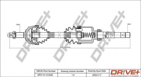 Піввісь Fiat Scudo 2.0D Multijet 10- (R) (28x37x978) Drive+ DP2110100220