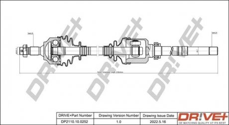 Піввісь (передня) Citroen Berlingo/Peugeot Partner 1.6HDI/1.6i 08- (R) (25х24х925) Drive+ DP2110100252