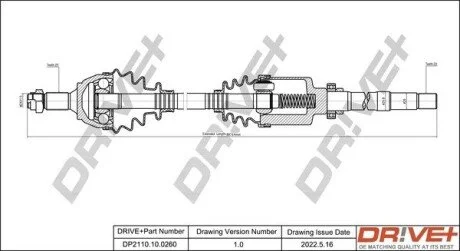 Піввісь Citroen Berlingo/Peugeot Partner 1.1/1.4i 96-11 (R) (22x25x868) Drive+ DP2110100260