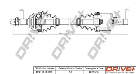 Піввісь Citroen Berlingo/Peugeot Partner 1.6HDI/1.6i 08- (L) (25х24х616) Drive+ DP2110100265