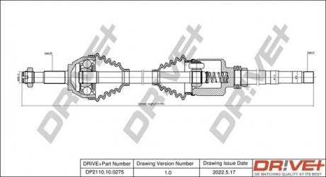 Піввісь (передня) Citroen Jumper/Fiat Ducato/Peugeot Boxer 1.9D-2.8D 94-02 (R) (28x37x1072mm) Drive+ DP2110100275