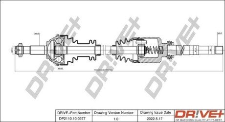 Піввісь Fiat Ducato D 94- (R) (28x37x1072) Drive+ DP2110100277