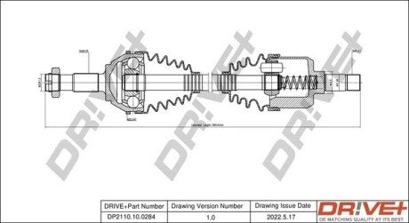 Піввісь Fiat Ducato 2.5TD 94-06 16 (L) (35x41x762x54T) (+ABS) Drive+ DP2110100284