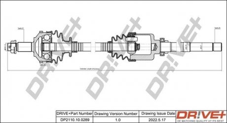 Піввісь Fiat Scudo 1.6/2.0/1.9D 96-07 (R) (27x24x928) Drive+ DP2110100289