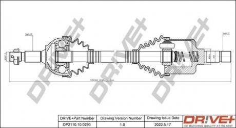 Піввісь Fiat Scudo/Peugeot Expert 2.0D/HDi 07- (L) (28x37x653) Drive+ DP2110100293