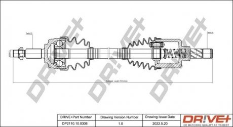 Полуось Dacia Duster 10-18 (L) (25x26x703) Drive+ DP2110100308